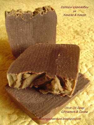 Cinnamon and cocoa olive oil soap